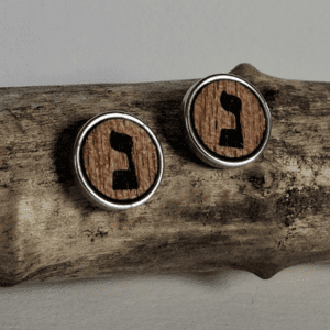 Bijoux - modèle - boucle d'oreille - bois - lettre hébraïque - Noun