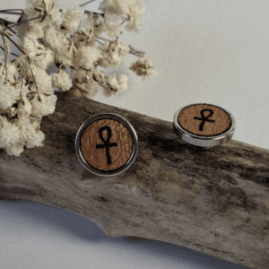 Bijoux - modèle - boucle d'oreille - bois - égyptien - croix Anhk