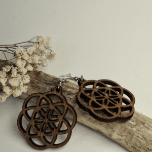 Bijoux - modèle - boucle d'oreille - bois - fleur de vie