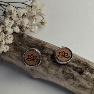 Bijoux - modèle - boucle d'oreille - bois - indien - Lotus