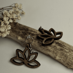 Bijoux - modèle - boucle d'oreille - bois - indien - Lotus