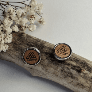 Bijoux - modèle - boucle d'oreille - bois - viking - Valknut